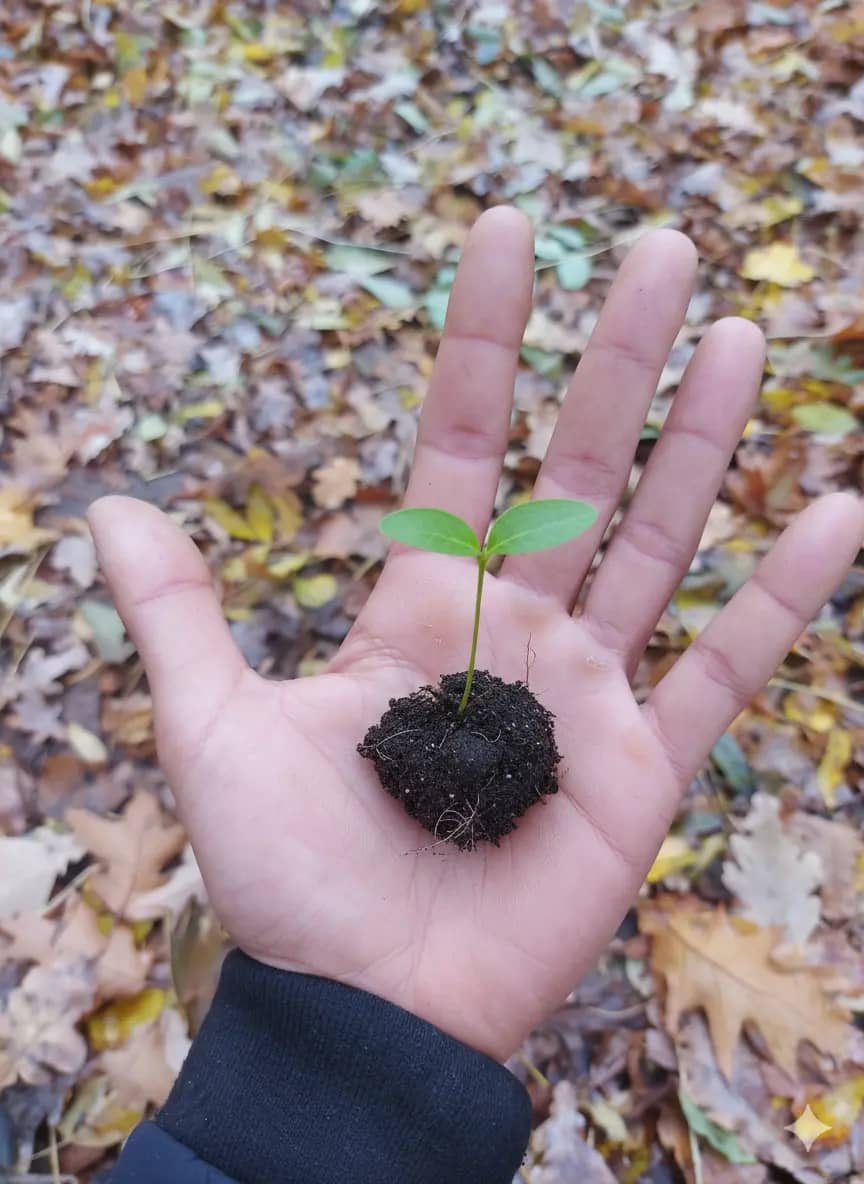 Ruce držící klíček rostliny